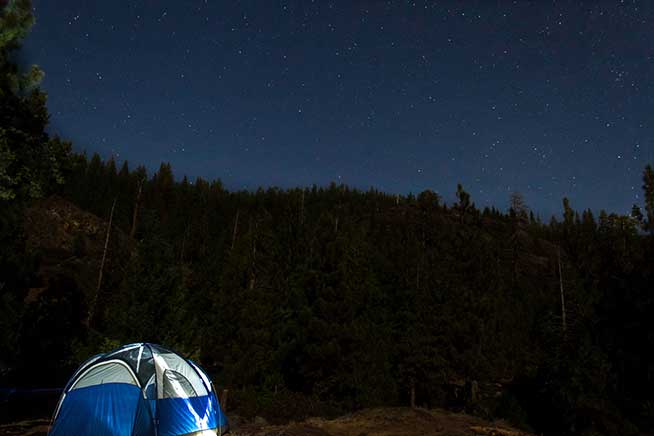 Camping under the stars Lake Tahoe