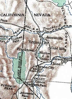 Map of Nevada in 1860s from the Dave Thomson collection.