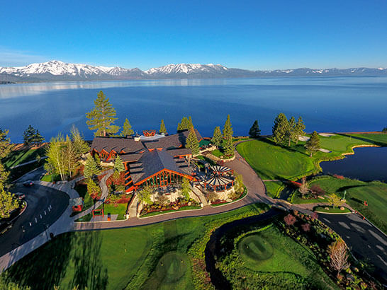 Aerial of Edgewood Tahoe Club House and Golf Course