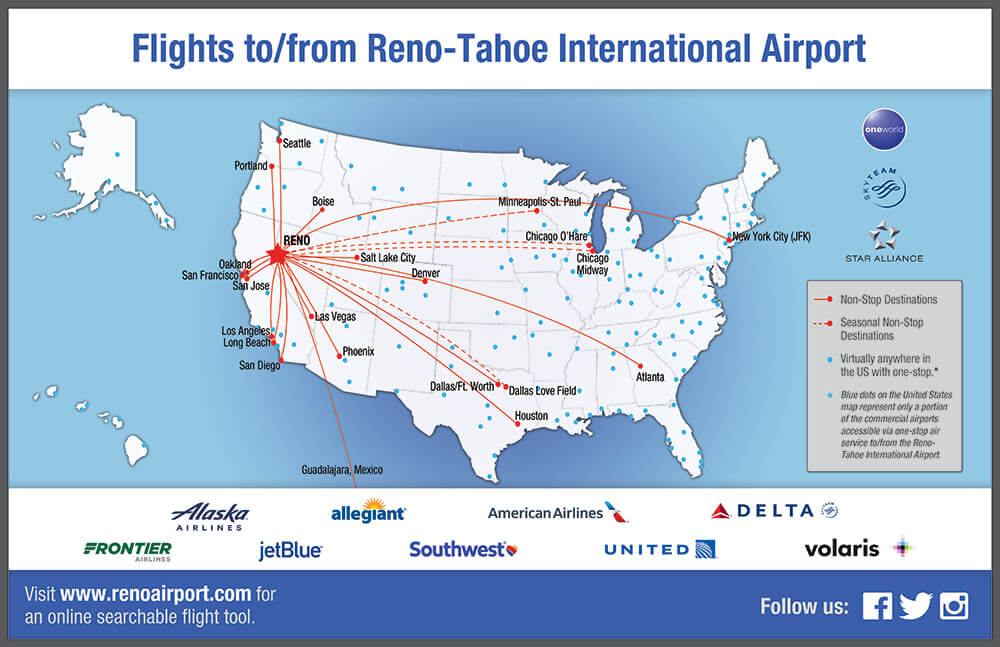 Reno Tahoe International Airport Flight map