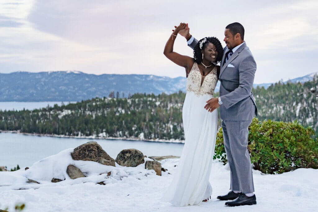 Couple wedding at Emerald Bay Lake Tahoe