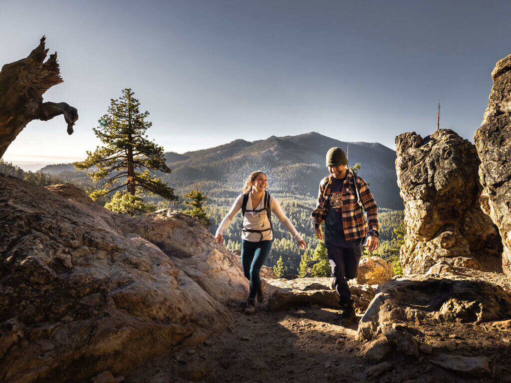Hikers on the Castle Rock Trail Loop Lake Tahoe